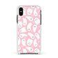 Pink Ghost Apple iPhone Xs Impact Case White Edge on Black Phone