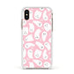 Pink Ghost Apple iPhone Xs Impact Case White Edge on Gold Phone