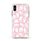 Pink Ghost Apple iPhone Xs Impact Case White Edge on Silver Phone