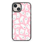 Pink Ghost iPhone 13 Black Impact Case on Silver phone