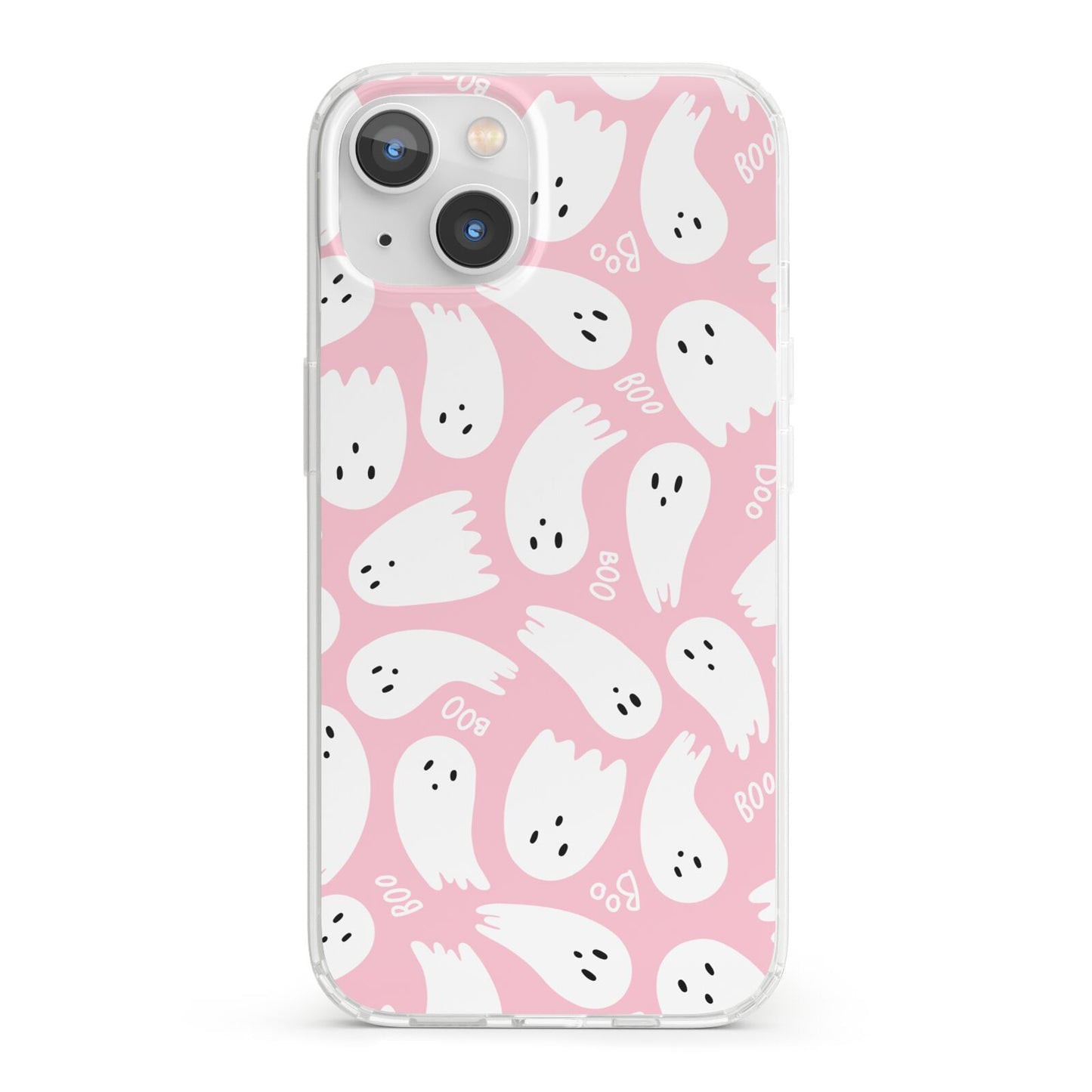 Pink Ghost iPhone 13 Clear Bumper Case