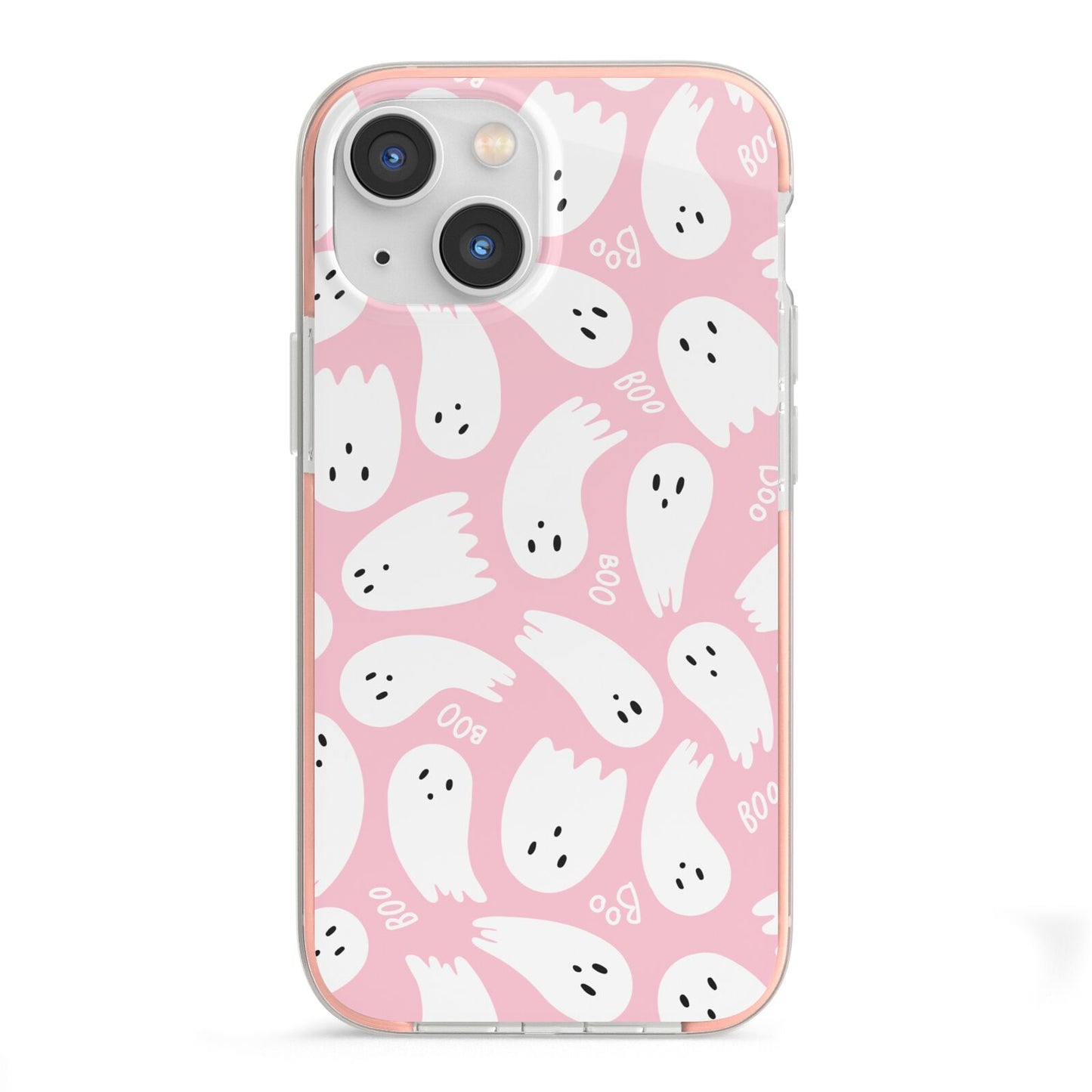 Pink Ghost iPhone 13 Mini TPU Impact Case with Pink Edges