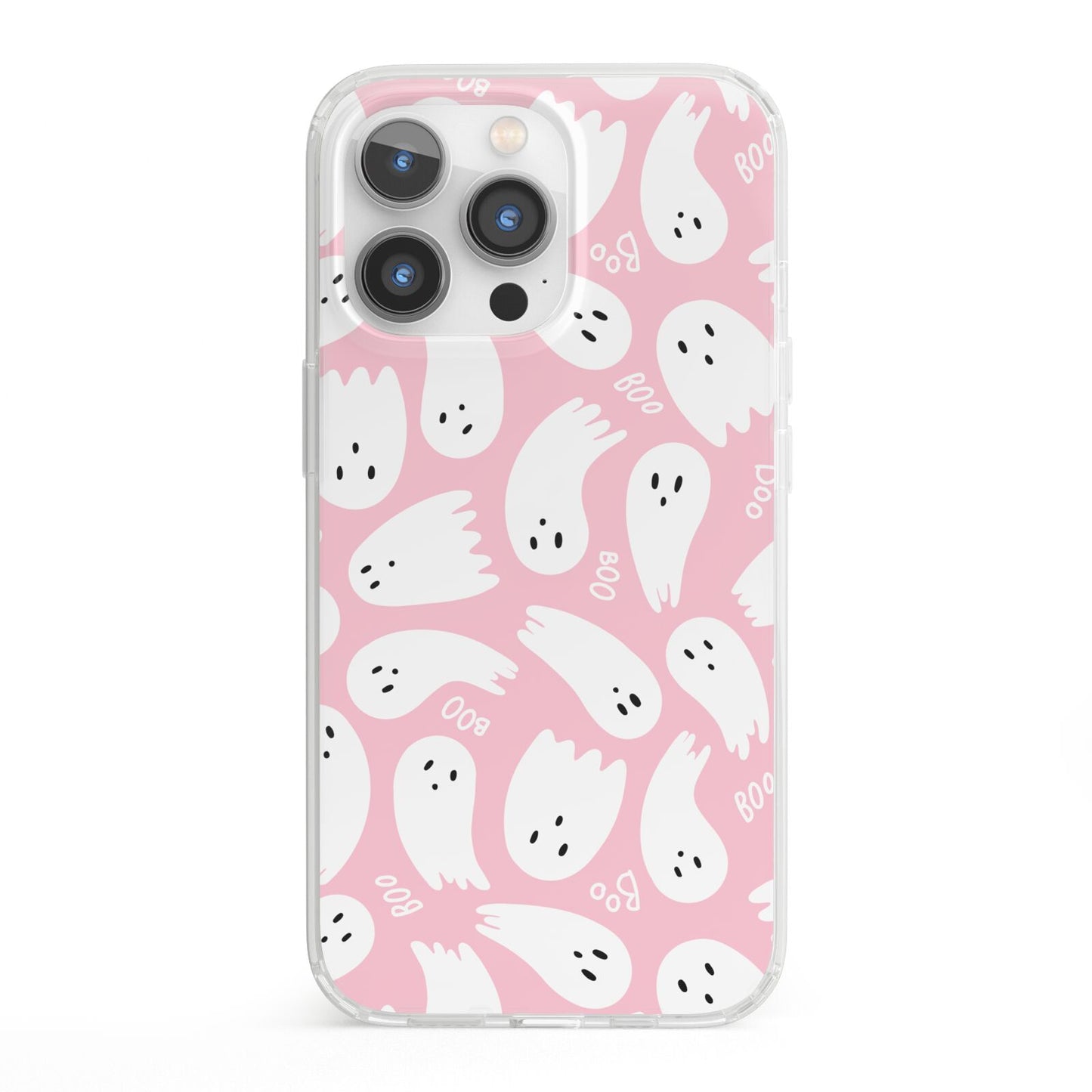 Pink Ghost iPhone 13 Pro Clear Bumper Case
