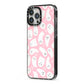 Pink Ghost iPhone 13 Pro Max Black Impact Case Side Angle on Silver phone