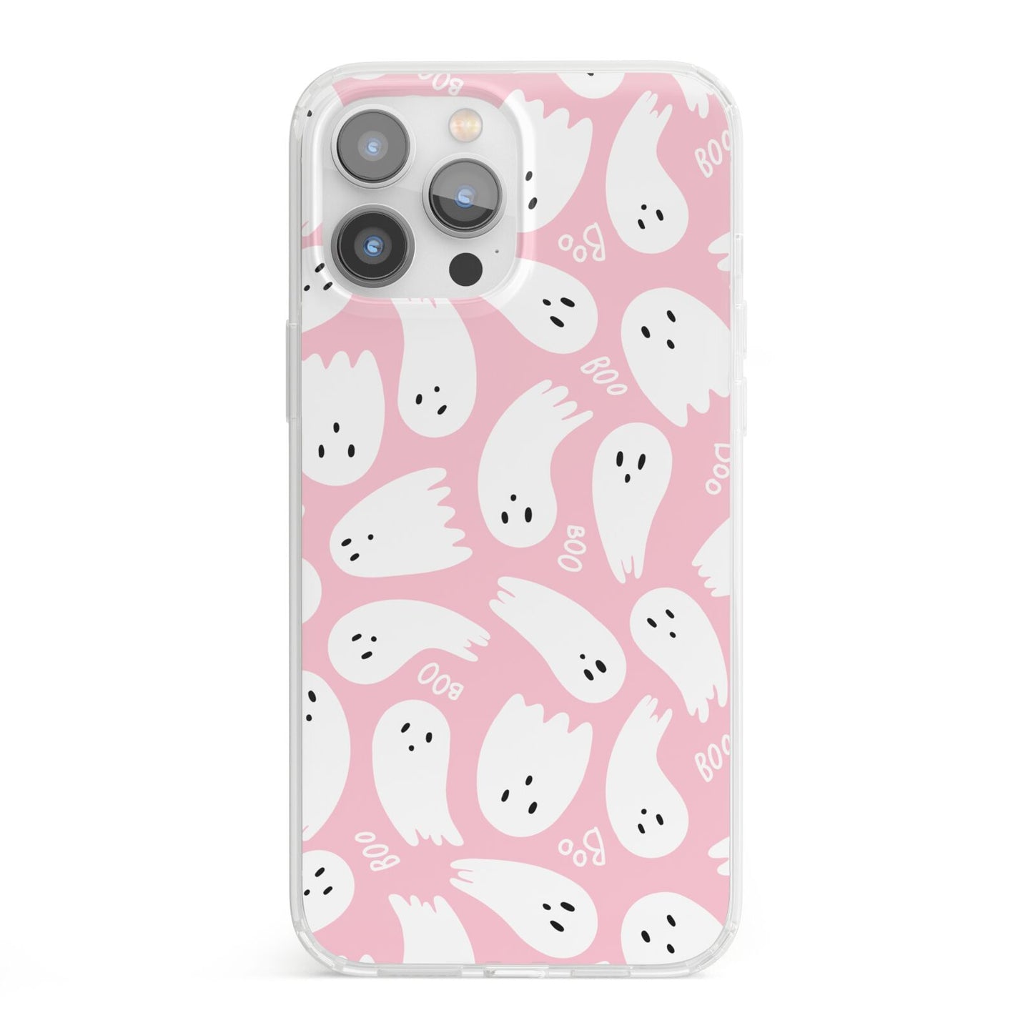 Pink Ghost iPhone 13 Pro Max Clear Bumper Case