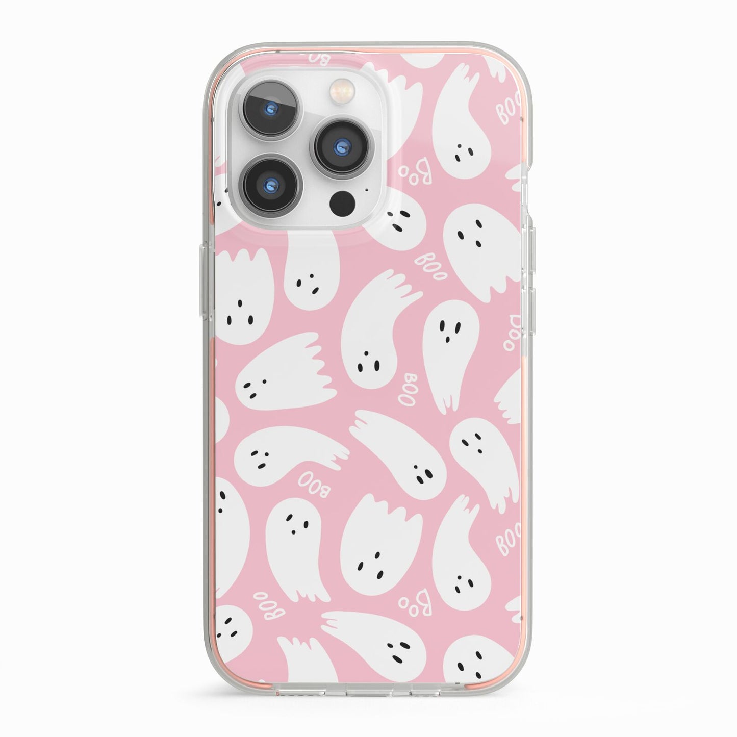 Pink Ghost iPhone 13 Pro TPU Impact Case with Pink Edges