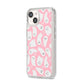 Pink Ghost iPhone 14 Clear Tough Case Starlight Angled Image