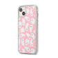 Pink Ghost iPhone 14 Plus Clear Tough Case Starlight Angled Image