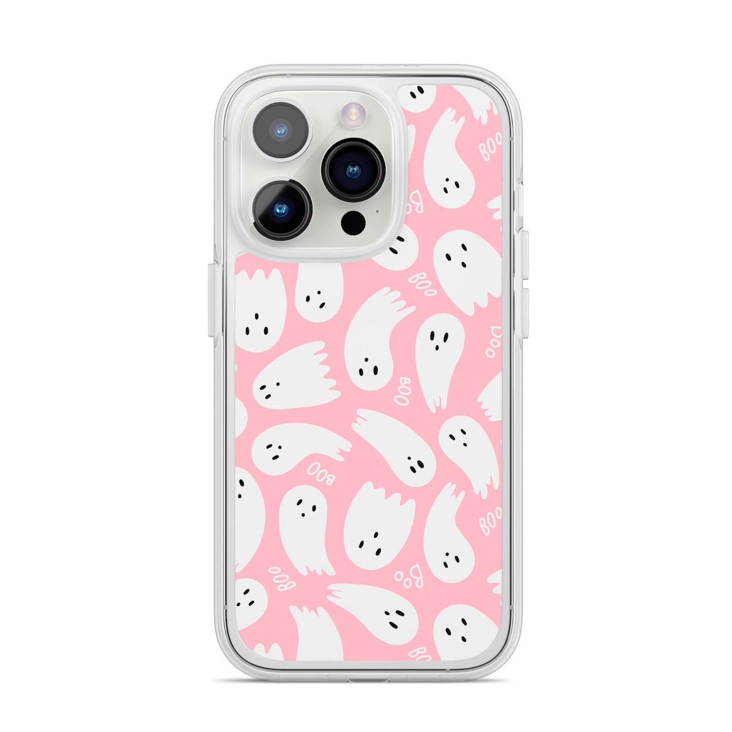 Pink Ghost iPhone 14 Pro Clear Tough Case Silver