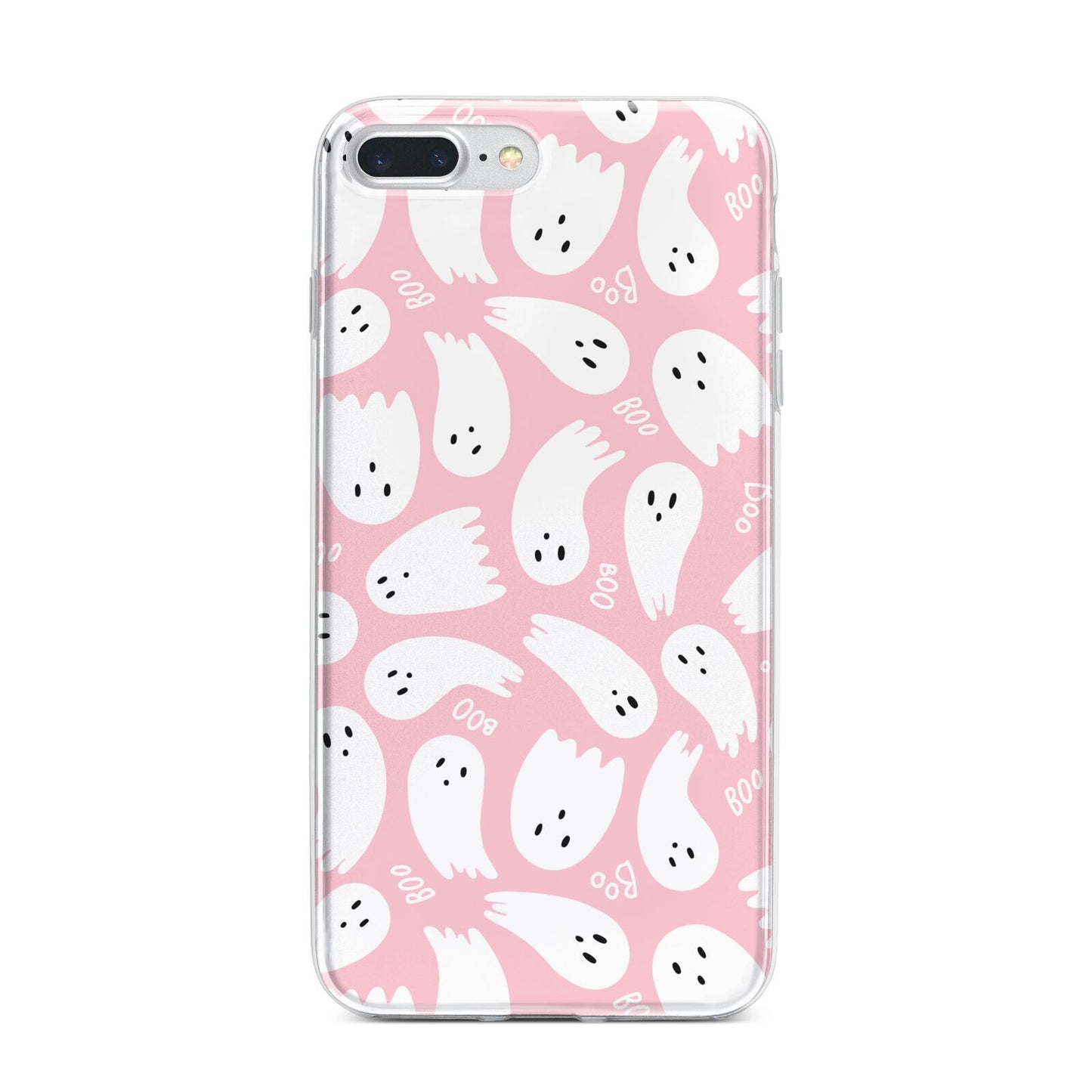 Pink Ghost iPhone 7 Plus Bumper Case on Silver iPhone