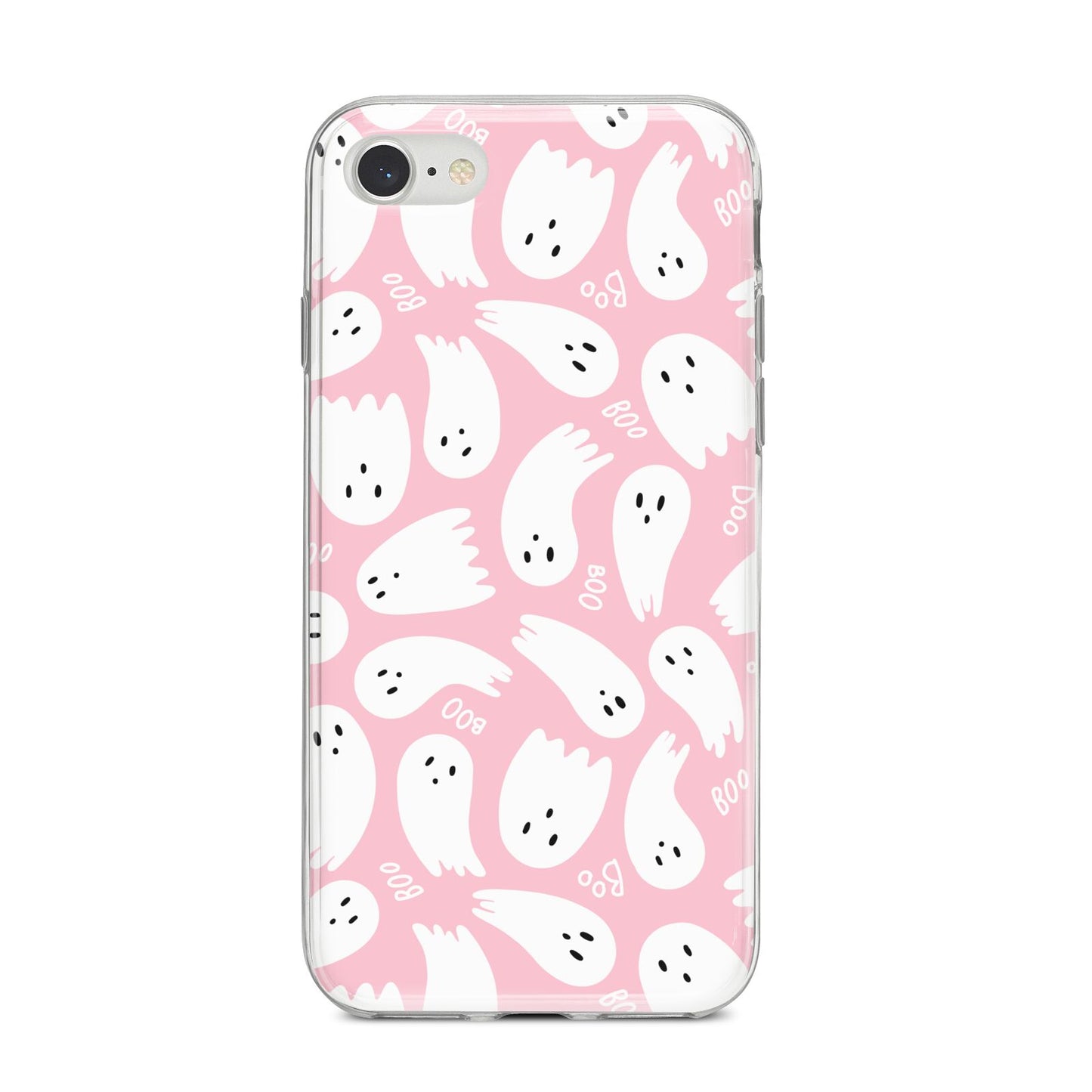 Pink Ghost iPhone 8 Bumper Case on Silver iPhone