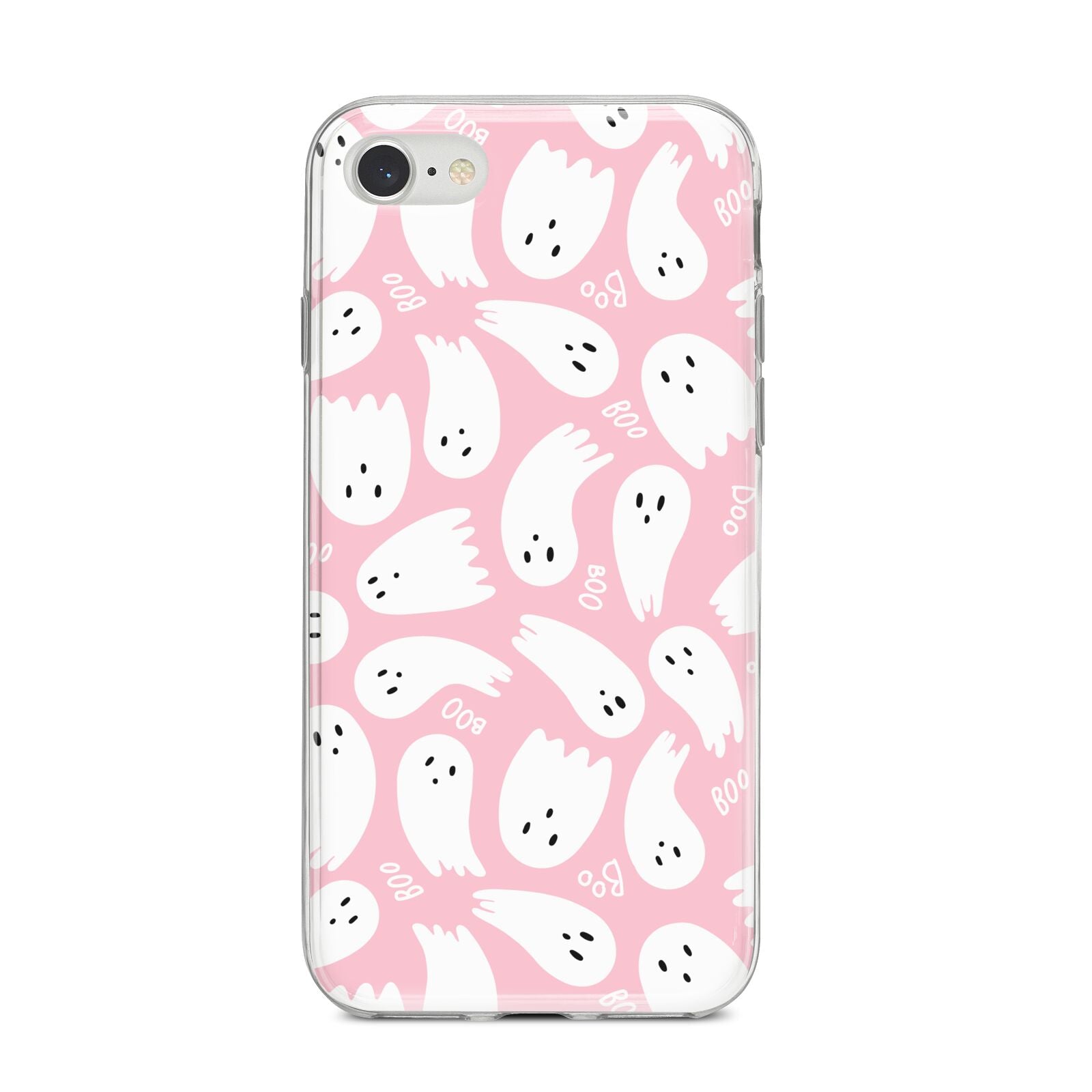Pink Ghost iPhone 8 Bumper Case on Silver iPhone
