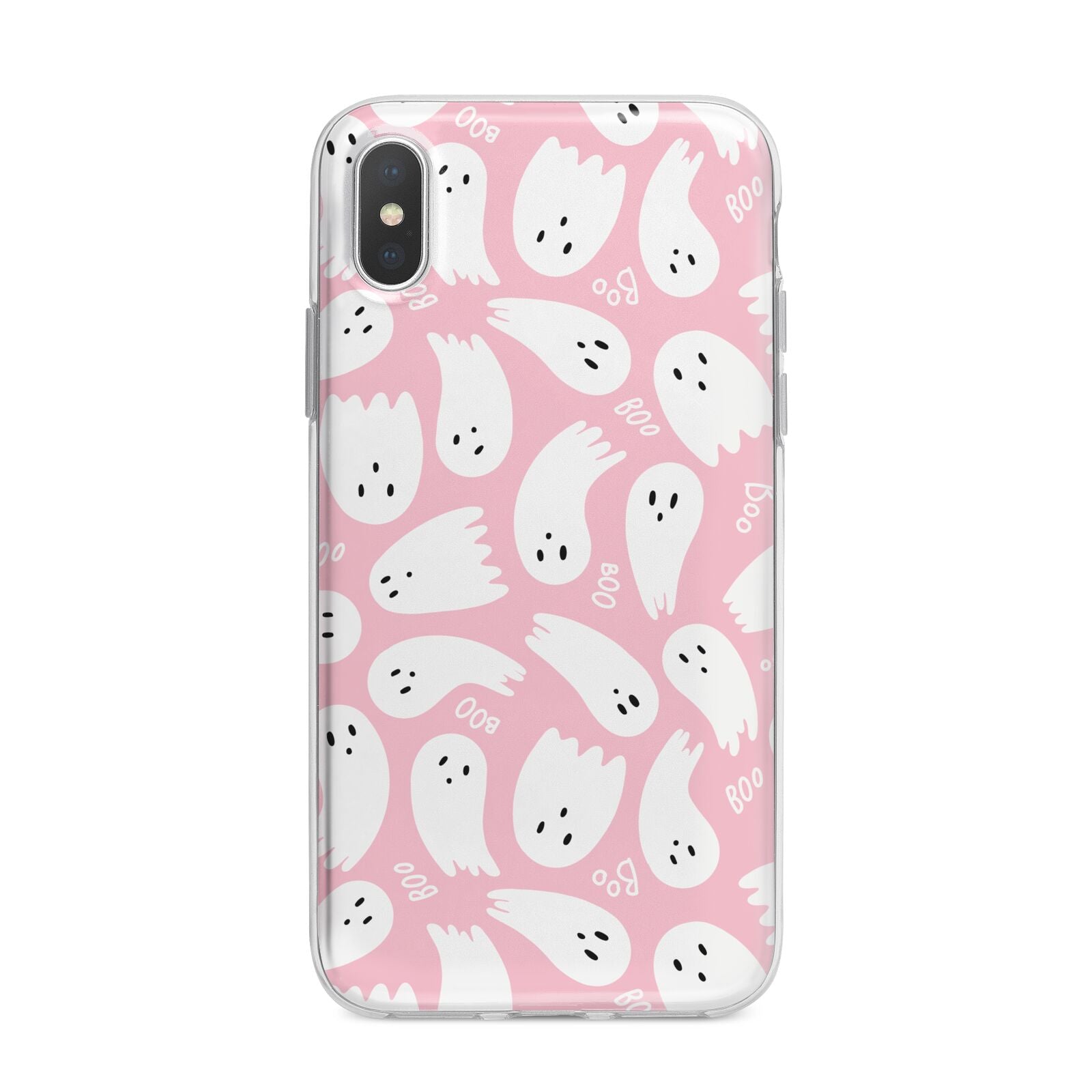 Pink Ghost iPhone X Bumper Case on Silver iPhone Alternative Image 1