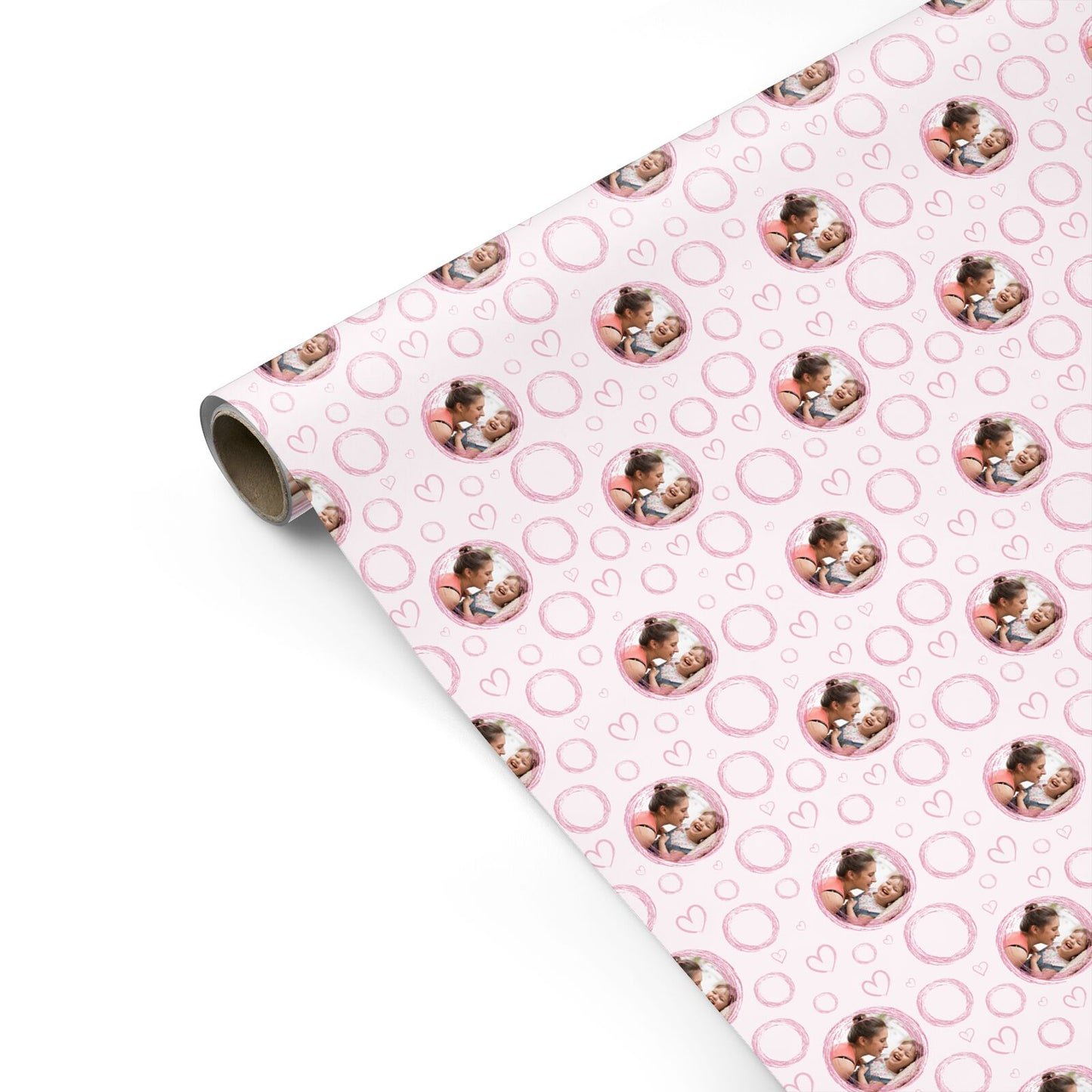 Pink Love Hearts Photo Personalised Personalised Gift Wrap