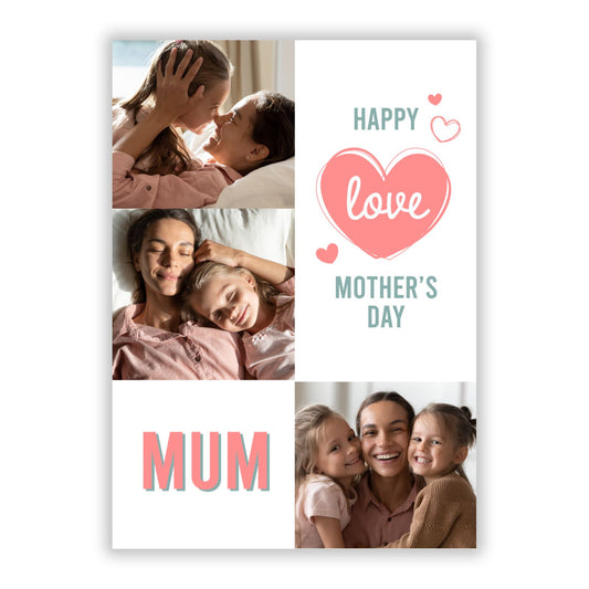 Pink Mum Photo Collage A5 Flat Greetings Card