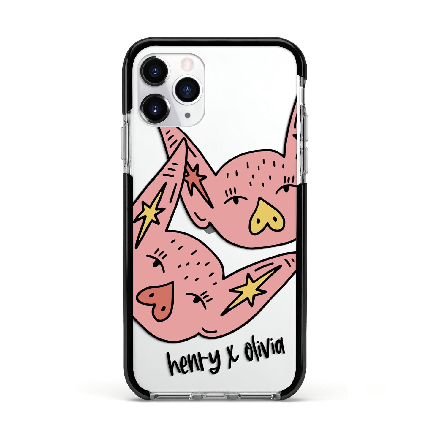 Pink Pigs Couple Apple iPhone 11 Pro in Silver with Black Impact Case