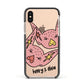 Pink Pigs Couple Apple iPhone Xs Impact Case Black Edge on Gold Phone