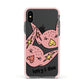 Pink Pigs Couple Apple iPhone Xs Impact Case Pink Edge on Black Phone