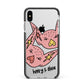 Pink Pigs Couple Apple iPhone Xs Max Impact Case Black Edge on Silver Phone