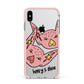 Pink Pigs Couple Apple iPhone Xs Max Impact Case Pink Edge on Silver Phone