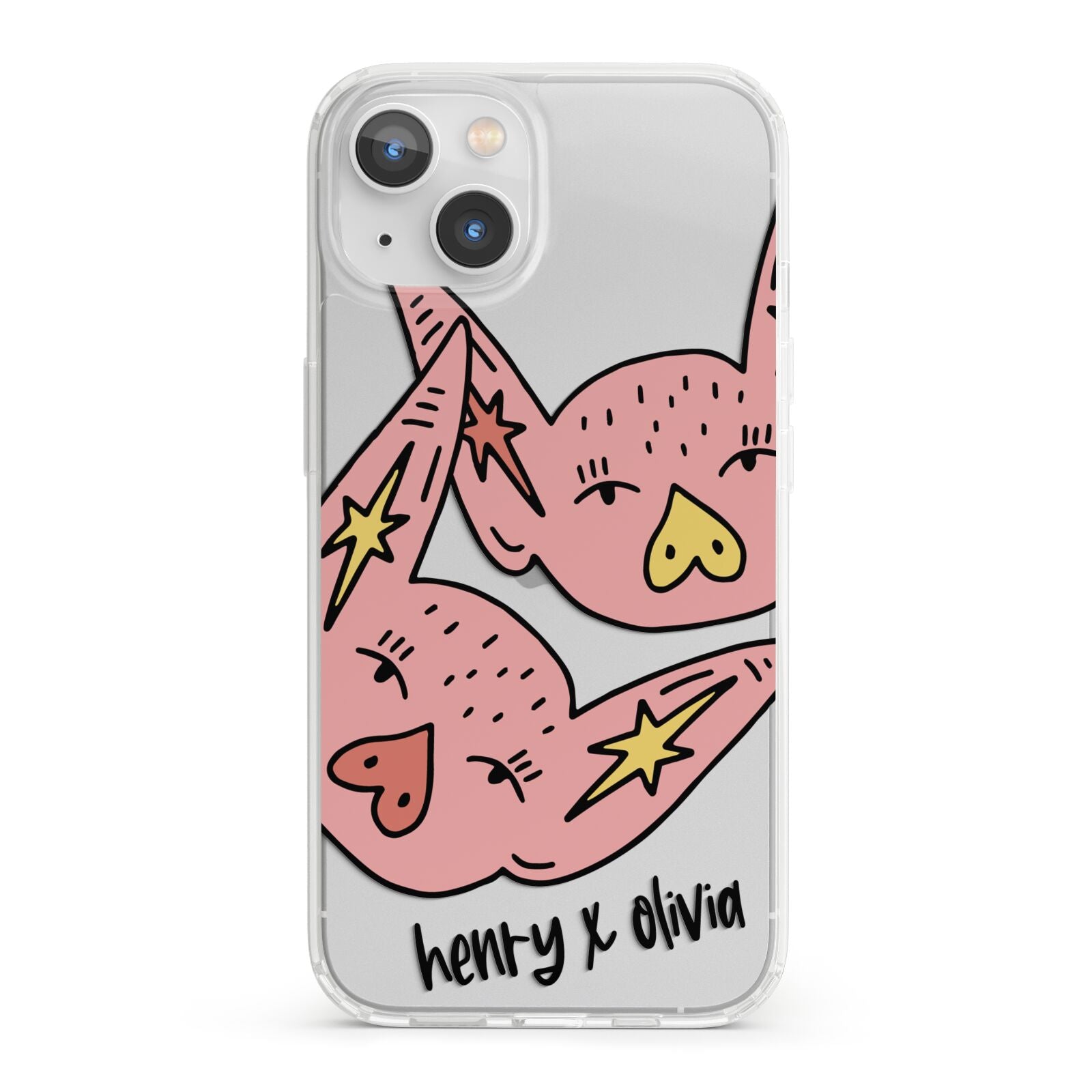 Pink Pigs Couple iPhone 13 Clear Bumper Case