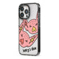 Pink Pigs Couple iPhone 13 Pro Black Impact Case Side Angle on Silver phone