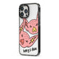 Pink Pigs Couple iPhone 13 Pro Max Black Impact Case Side Angle on Silver phone