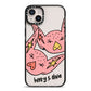 Pink Pigs Couple iPhone 14 Plus Black Impact Case on Silver phone