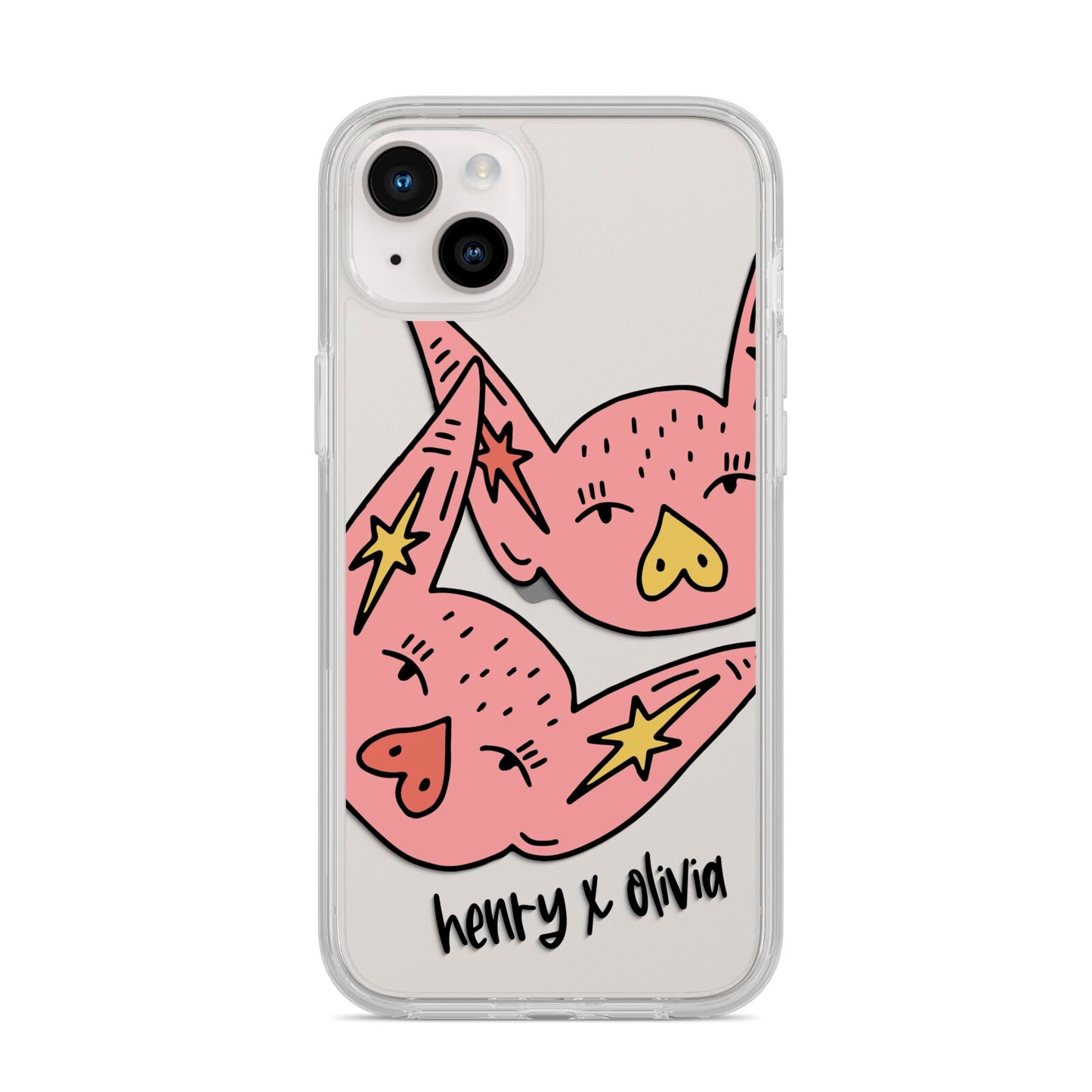 Pink Pigs Couple iPhone 14 Plus Clear Tough Case Starlight