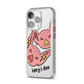 Pink Pigs Couple iPhone 14 Pro Clear Tough Case Silver Angled Image