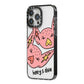 Pink Pigs Couple iPhone 14 Pro Max Black Impact Case Side Angle on Silver phone