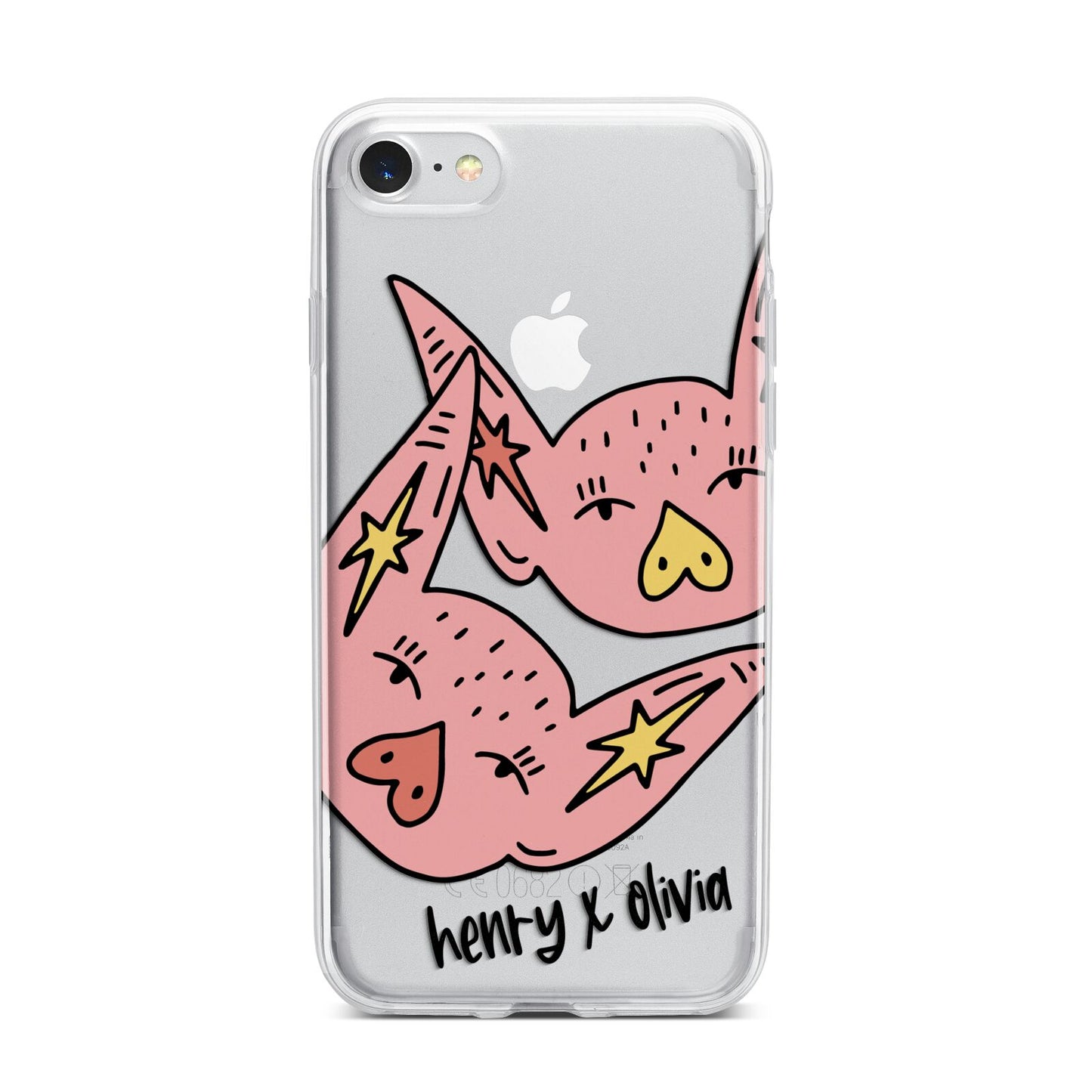 Pink Pigs Couple iPhone 7 Bumper Case on Silver iPhone