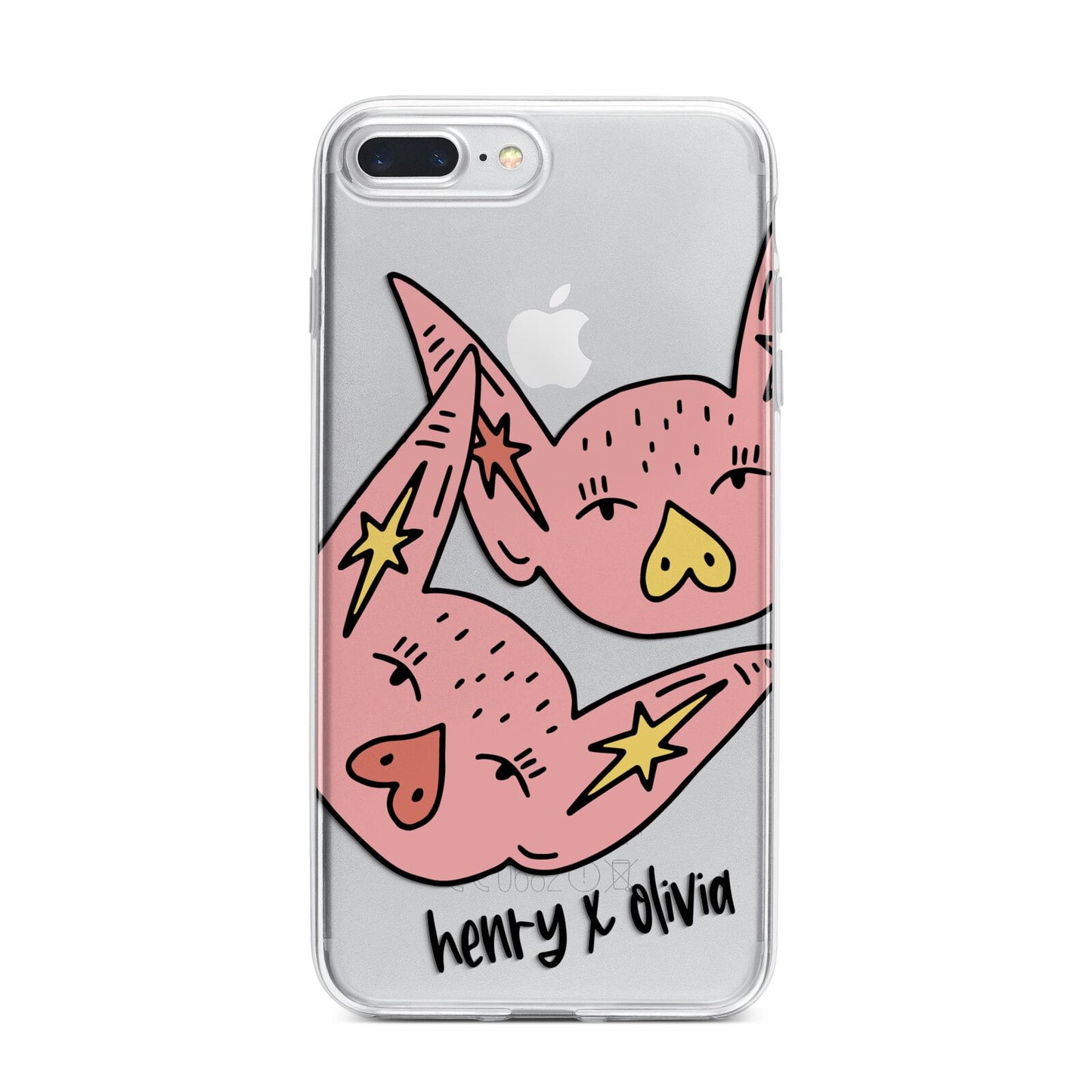Pink Pigs Couple iPhone 7 Plus Bumper Case on Silver iPhone