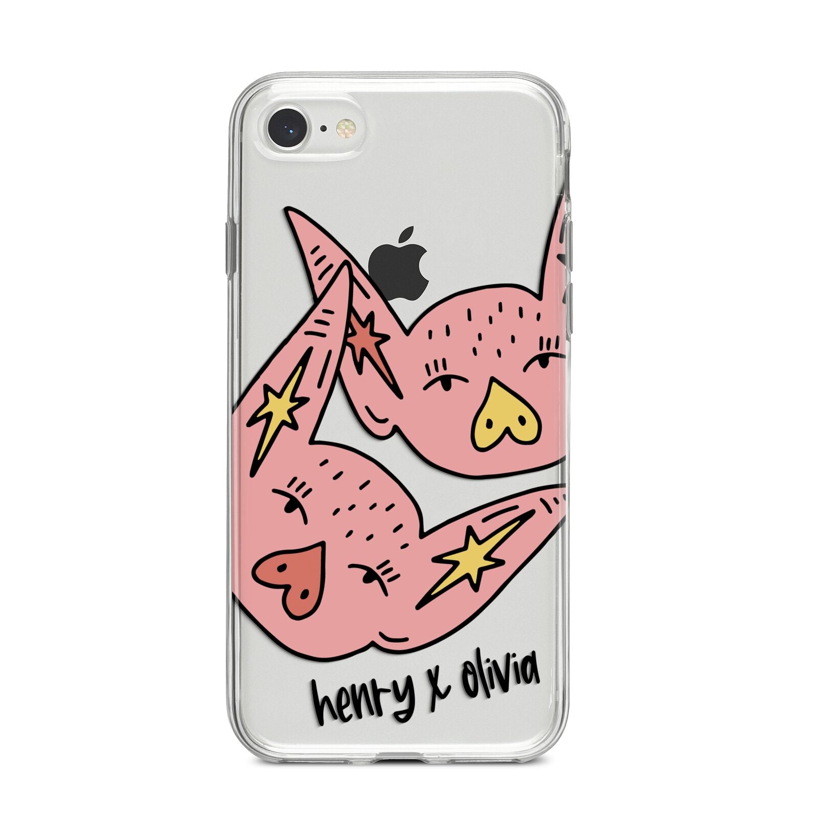 Pink Pigs Couple iPhone 8 Bumper Case on Silver iPhone