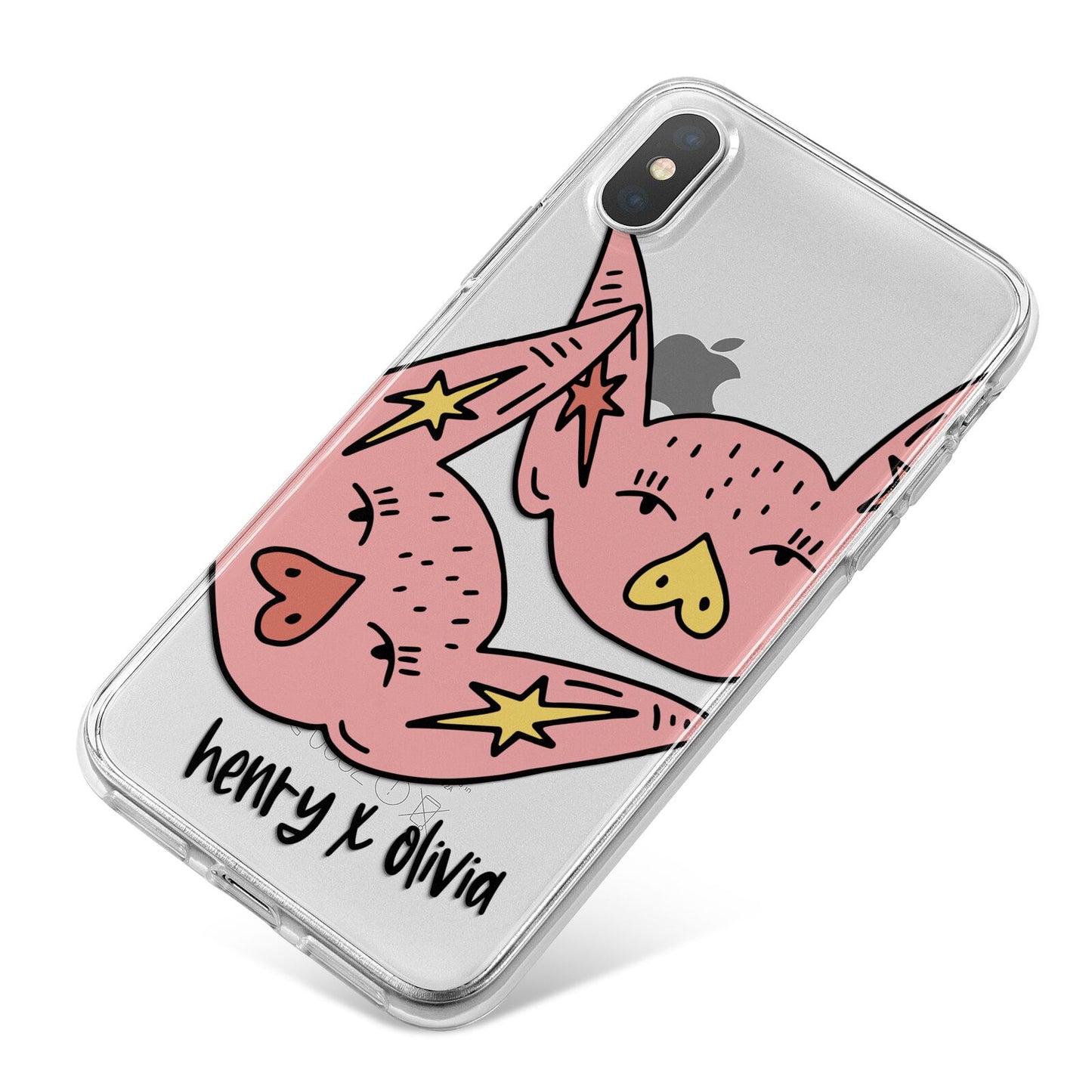 Pink Pigs Couple iPhone X Bumper Case on Silver iPhone