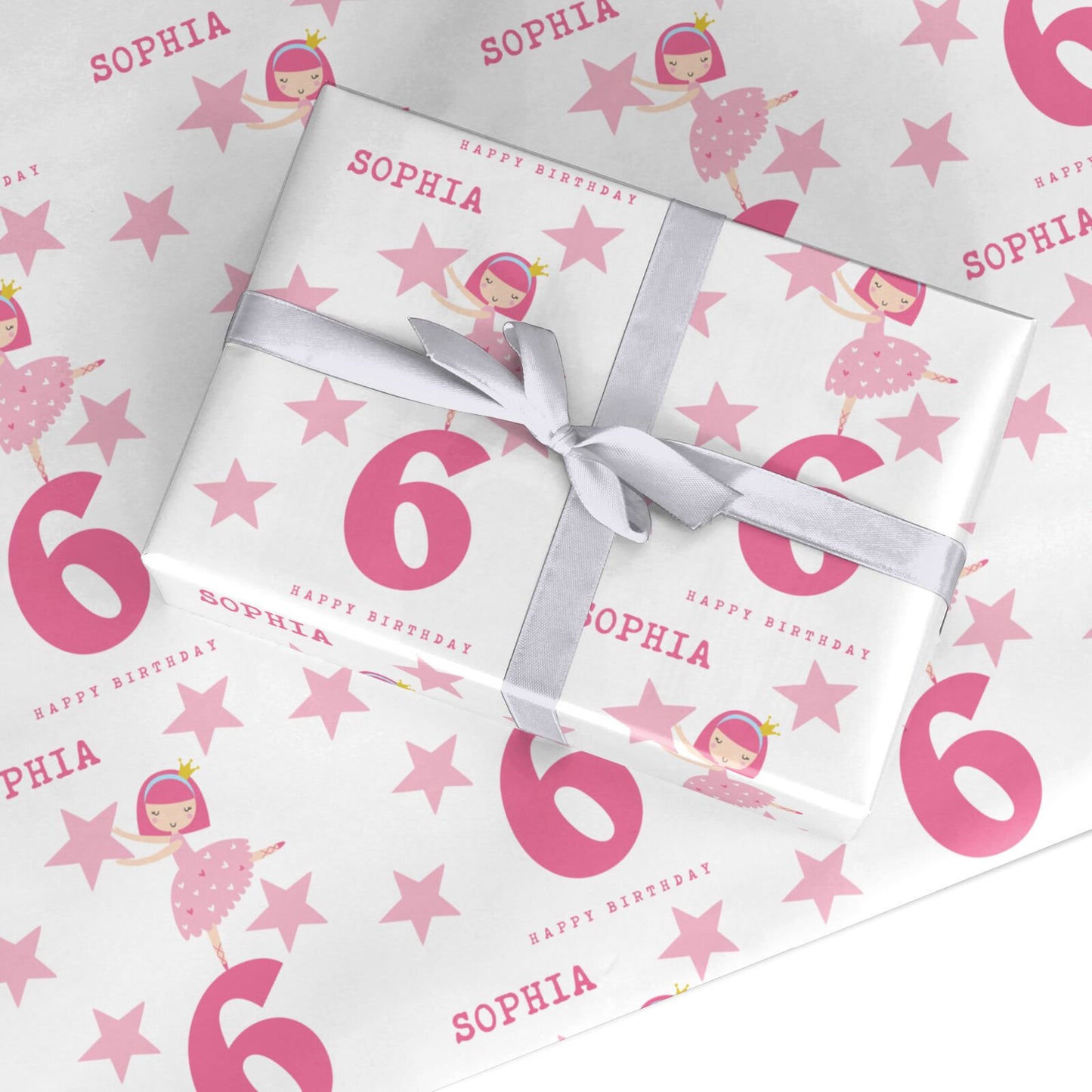 Pink Princess Personalised Birthday Custom Wrapping Paper