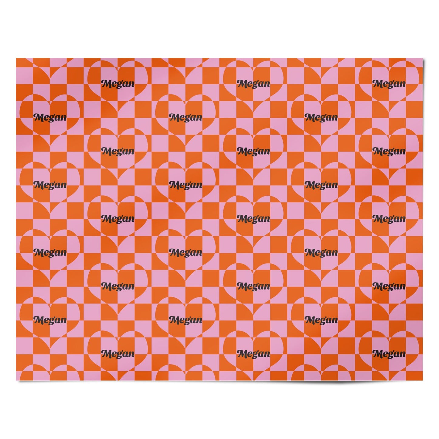 Pink Red Checkered Heart Custom Personalised Wrapping Paper Alternative