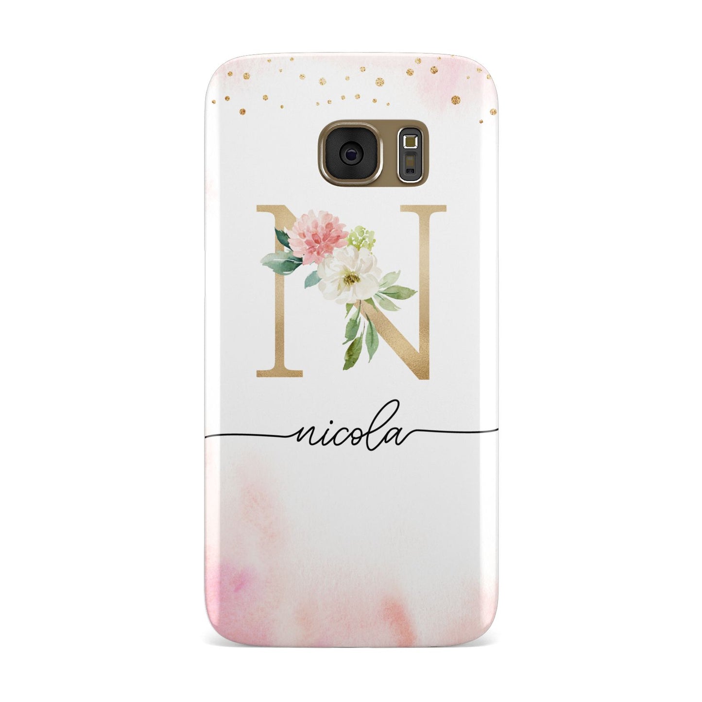Pink Watercolour Monogram Samsung Galaxy Case
