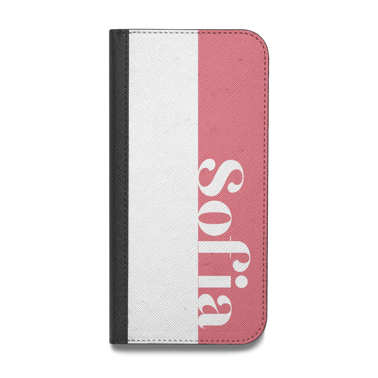 Pink White Personalised Vegan Leather Flip Samsung Case