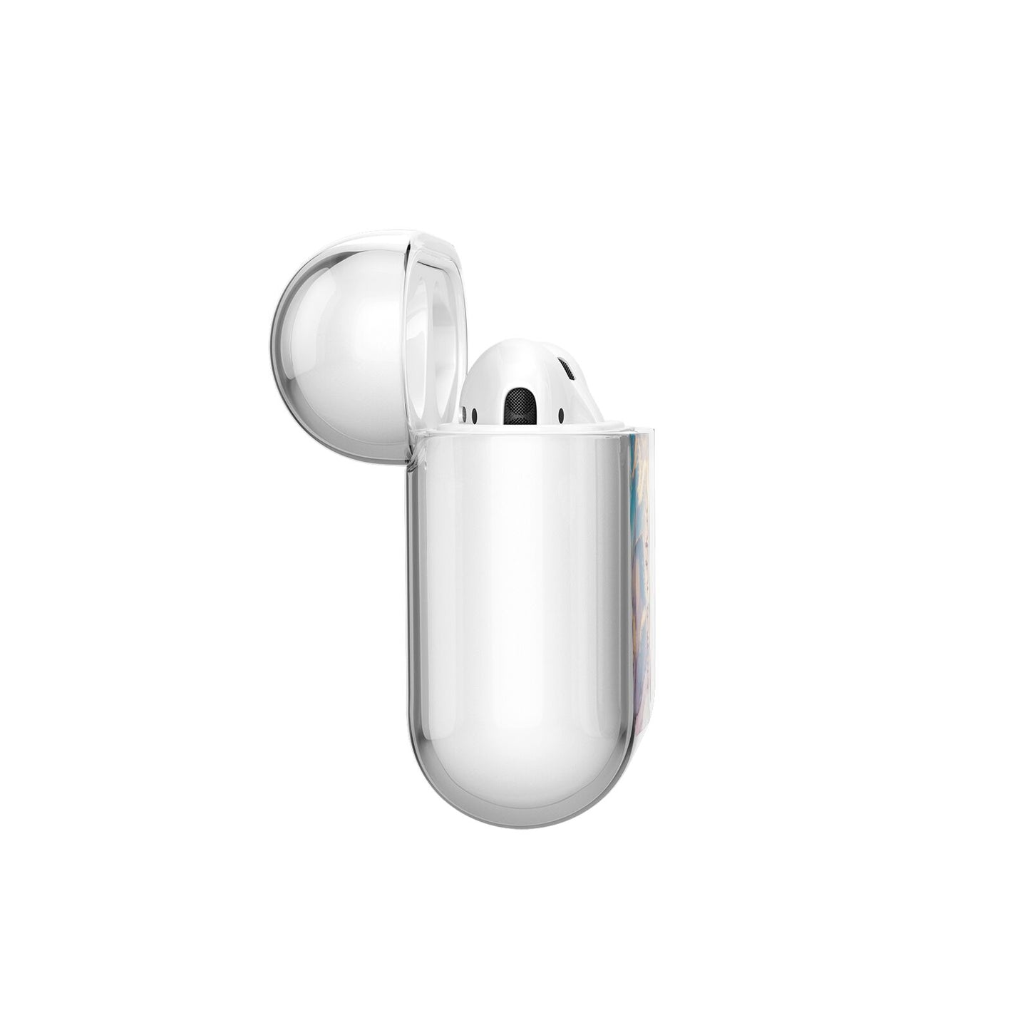 Pink and Blue Marble AirPods Case Side Angle