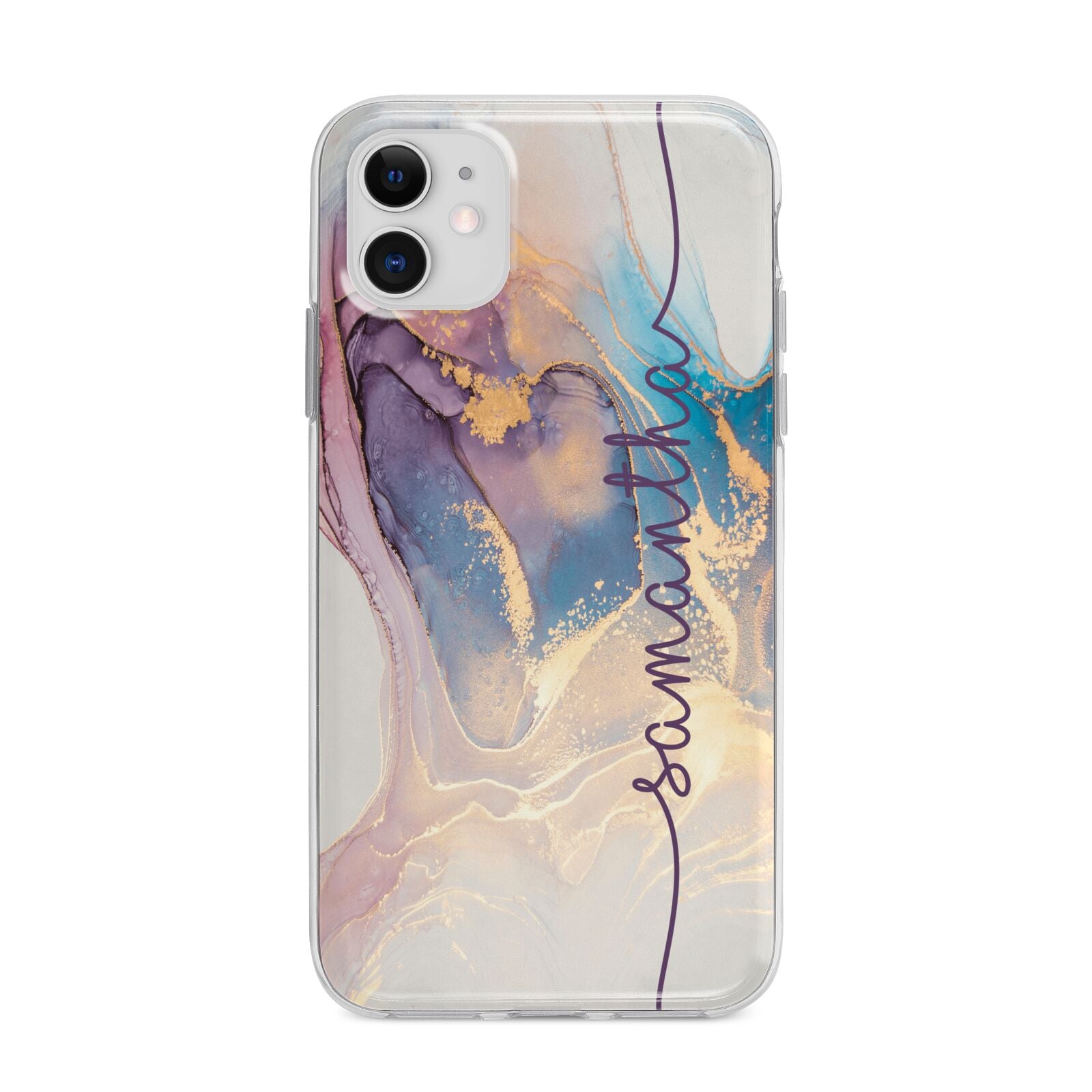 Pink and Blue Marble Apple iPhone 11 in White with Bumper Case