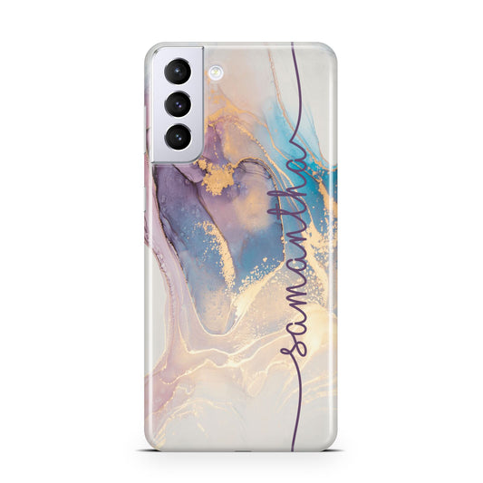 Pink and Blue Marble Samsung S21 Plus Phone Case
