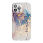 Pink and Blue Marble iPhone 13 Pro Max TPU Impact Case with White Edges