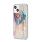Pink and Blue Marble iPhone 14 Clear Tough Case Starlight Angled Image
