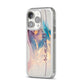 Pink and Blue Marble iPhone 14 Pro Clear Tough Case Silver Angled Image