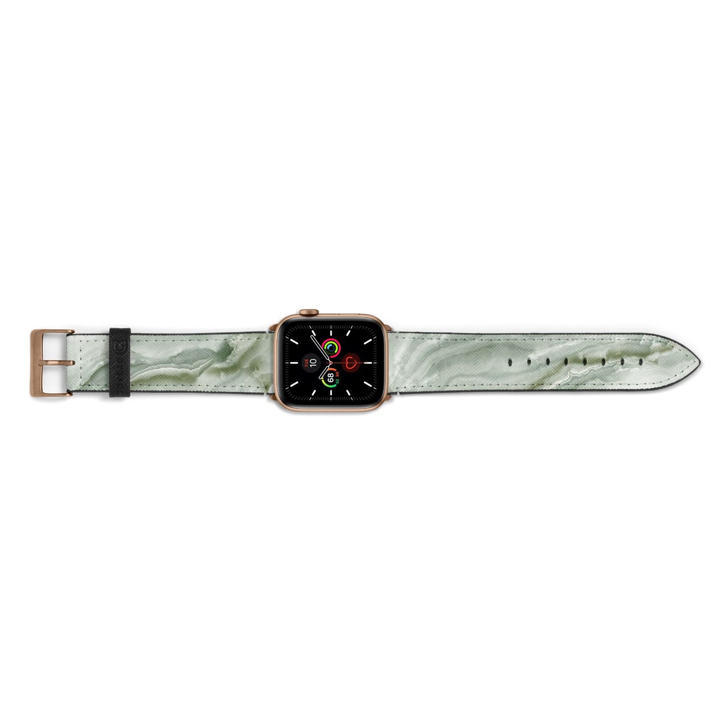 Pistachio Green Marble Apple Watch Strap Landscape Image Gold Hardware