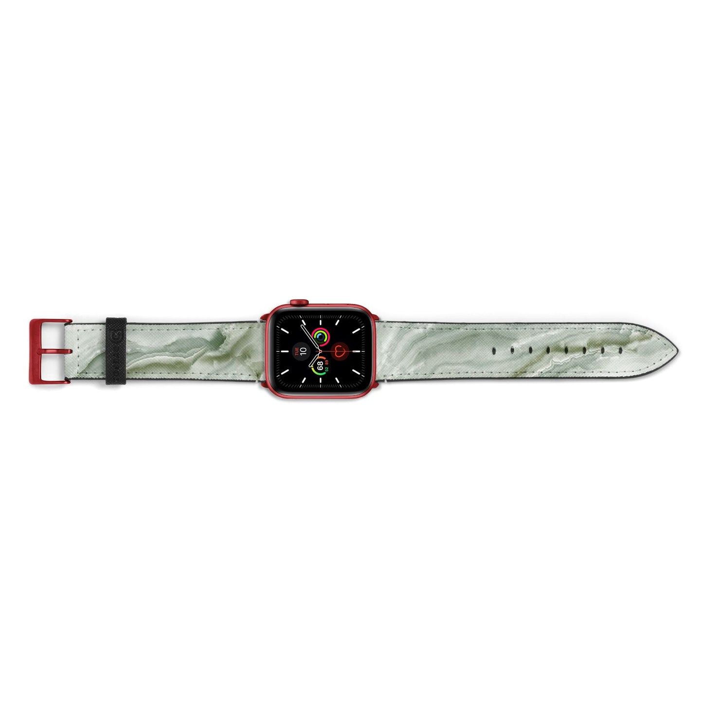 Pistachio Green Marble Apple Watch Strap Landscape Image Red Hardware