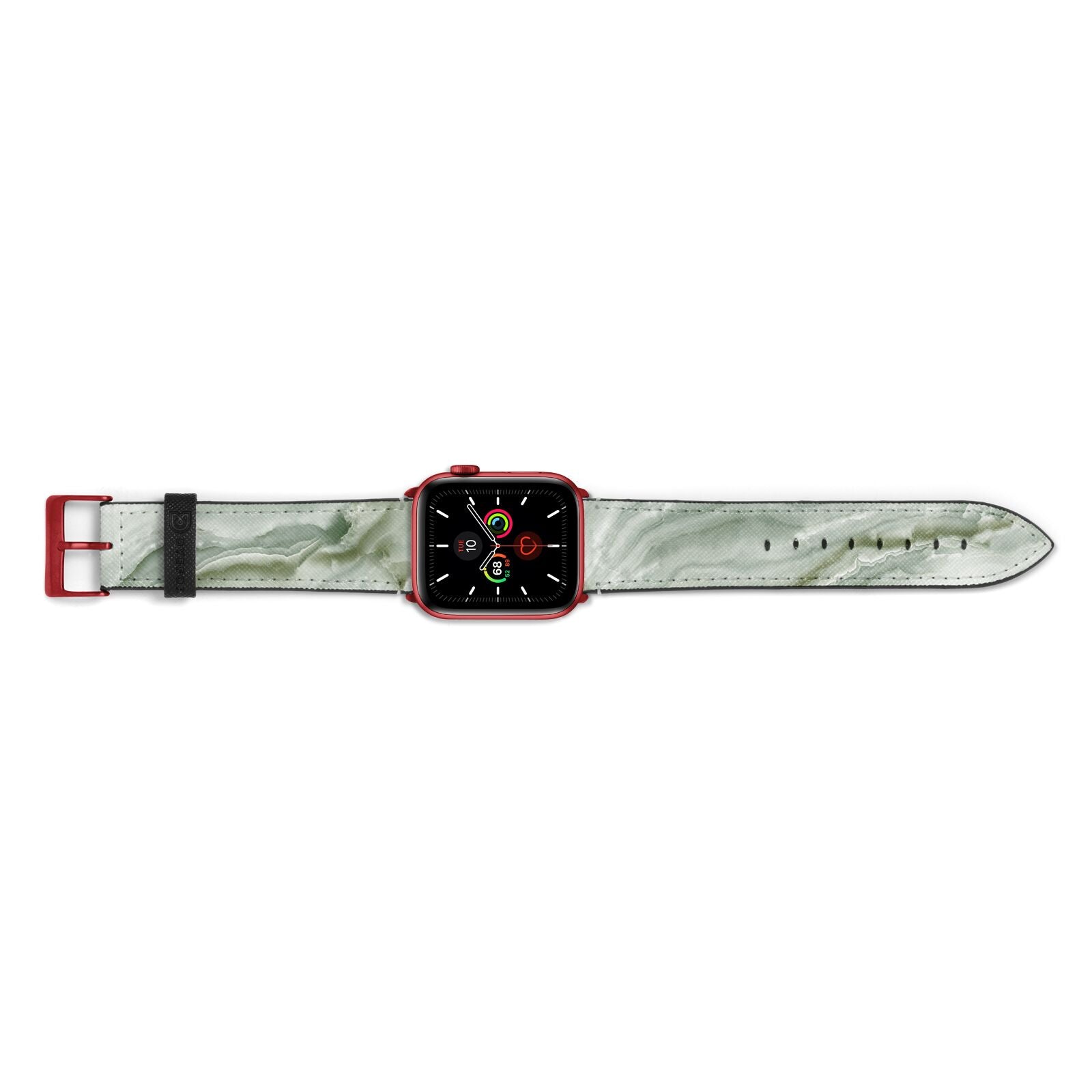 Pistachio Green Marble Apple Watch Strap Landscape Image Red Hardware
