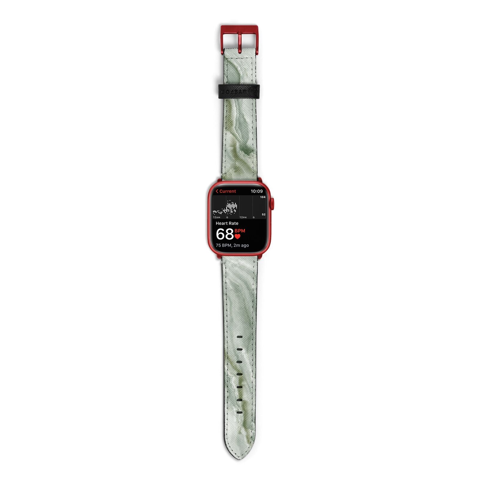 Pistachio Green Marble Apple Watch Strap Size 38mm with Red Hardware
