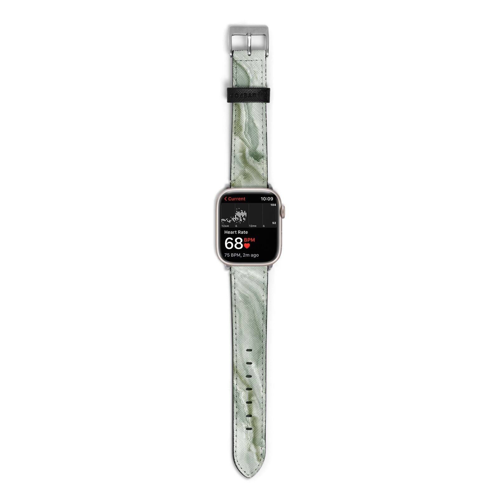 Pistachio Green Marble Apple Watch Strap Size 38mm with Silver Hardware